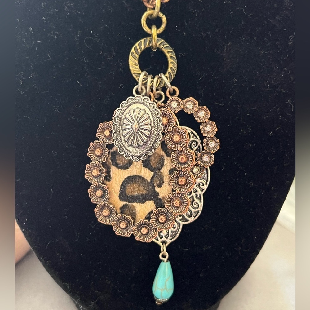 Adorable Copper Tone Charm Long Necklace